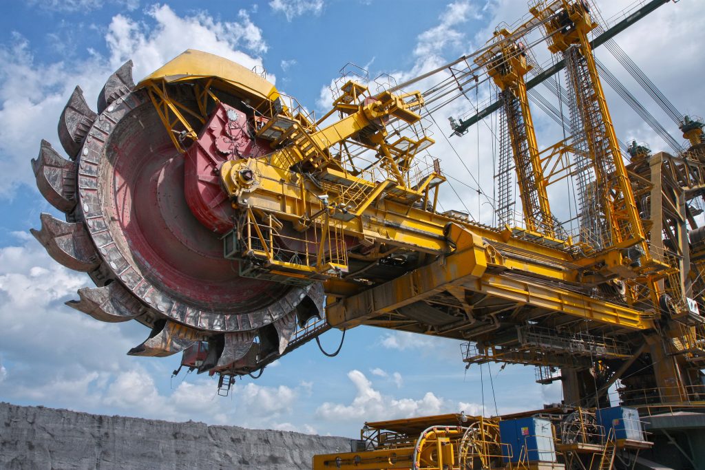 huge mine excavator for brown coal under sky